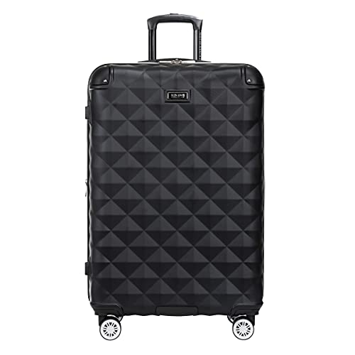 Kenneth Cole REACTION Diamond Tower Collection Lightweight Hardside Expandable 8-Wheel Spinner Travel Luggage, Black, 3-Piece Set (20", 24", & 28")