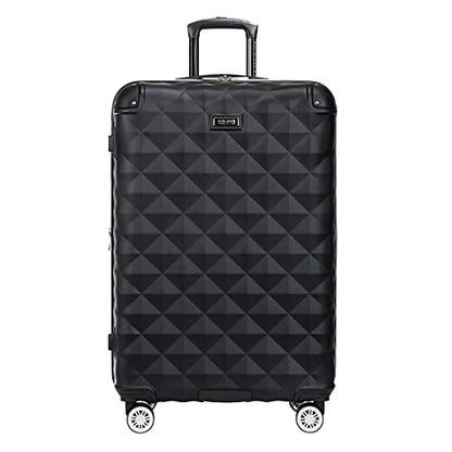 Kenneth Cole REACTION Diamond Tower Collection Lightweight Hardside Expandable 8-Wheel Spinner Travel Luggage, Black, 3-Piece Set (20", 24", & 28")