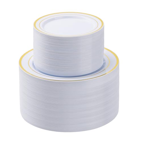 200 Count Disposable Dinner and Dessert Plates Set