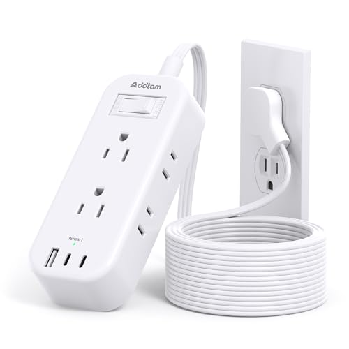 10Ft Extension Cord Power Strip Surge Protector 6 Outlets