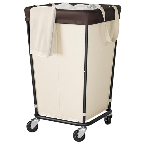 160L Rolling Laundry Hamper with Wheels, 2-Section Basket