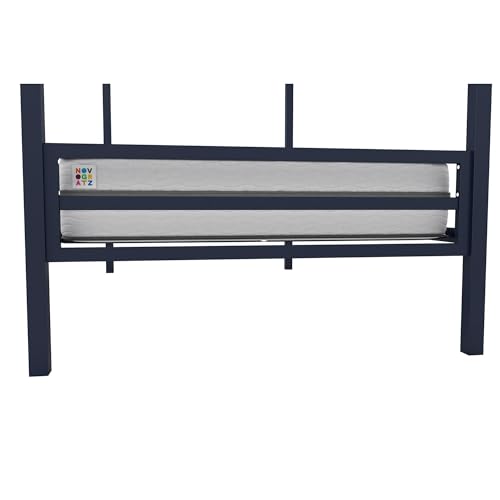 Novogratz Maxwell Twin-Over-Twin Metal Bunk Bed with Ladder and Guardrails, Navy Blue