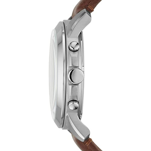 Fossil Men's Grant Quartz Stainless Steel and Leather Chronograph Watch, Color: Silver, Brown (Model: FS4813)