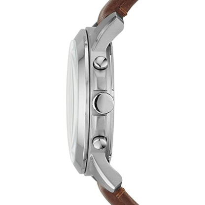 Fossil Men's Grant Quartz Stainless Steel and Leather Chronograph Watch, Color: Silver, Brown (Model: FS4813)
