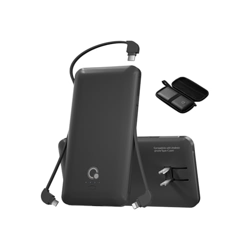 10000mAh Portable Charger with Built-in Cables