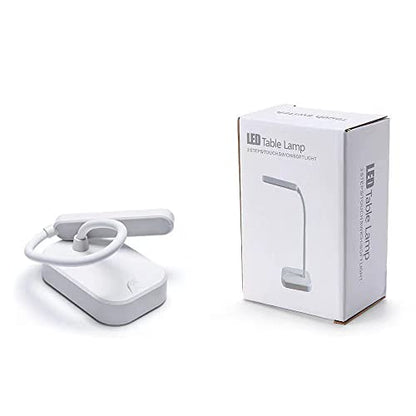 Small desk lamp battery powered,White portable desk lamp,Usb Power cord,Adjustable gooseneck hose,3 position light,White eye protection light,For small spaces,Home office and Reading,kids mini lamp