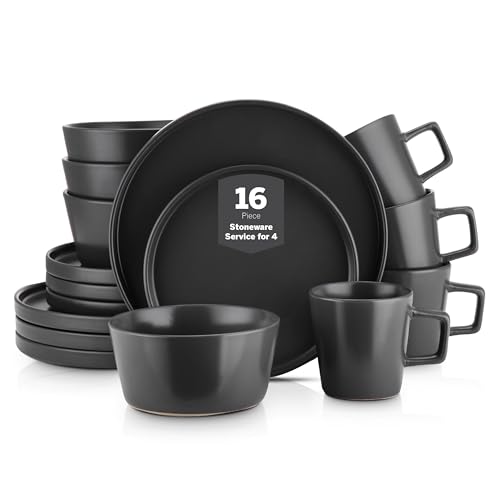 16 Piece Stoneware Dinnerware Set, Service for 4