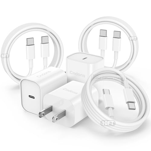 3 Pack 20W USB-C Fast Charger and Cables