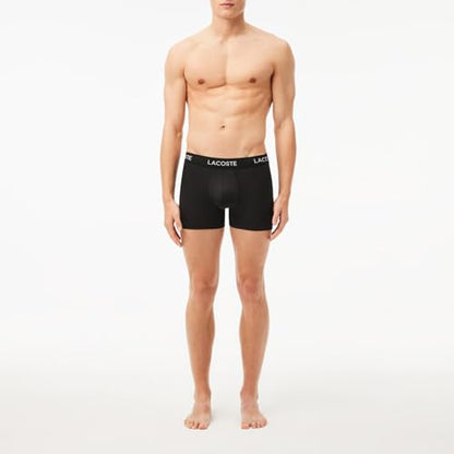 Lacoste Men's Recycled Microfiber Ultra Dry Trunks, 3-pack, Black with Black waistbands, Small