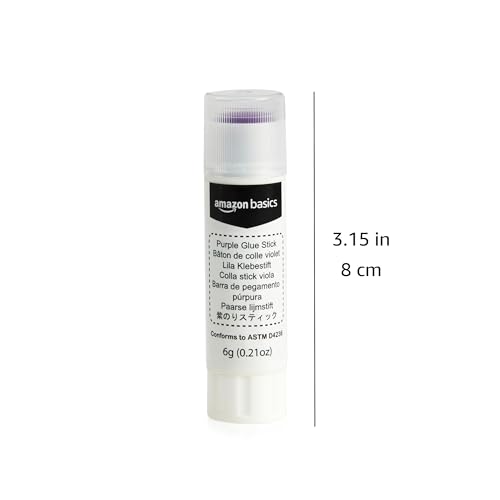 Amazon Basics - Washable School Glue Sticks, Dries Clear, Purple, 0.21 oz (Pack of 2)