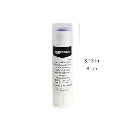 Amazon Basics - Washable School Glue Sticks, Dries Clear, Purple, 0.21 oz (Pack of 2)