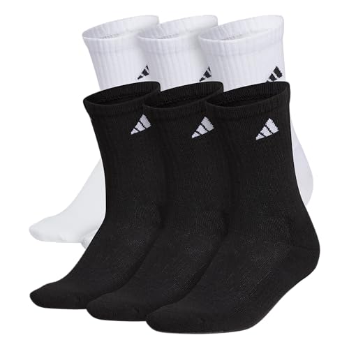 6 Pack adidas Men's Cushioned Crew Athletic Socks