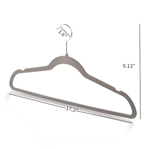 ELONG HOME Velvet Hangers 50 Pack, Grey Slim Felt Hangers with 360° Swivel Hook, Non Slip Skinny Hangers Heavy Duty Adult Hangers for Coats, Pants & Dress Clothes