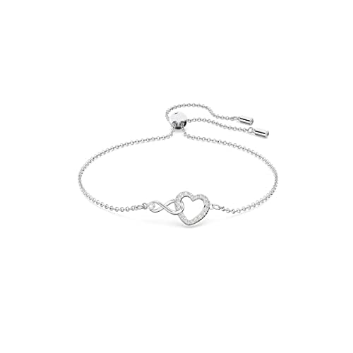 Swarovski Infinity Heart Crystal Bracelet Adjustable Rhodium Chain