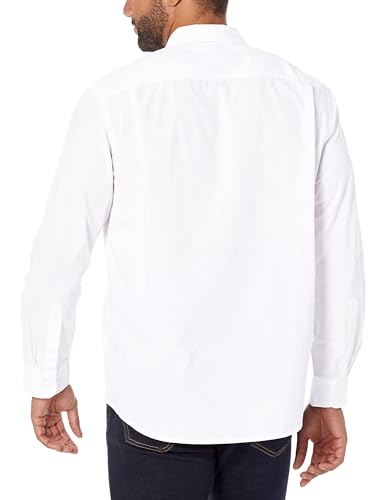 Amazon Essentials Men's Regular-Fit Long-Sleeve Casual Poplin Shirt, White, Medium