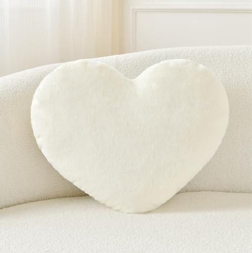 Heart Shaped Fuzzy Throw Pillow Decorative Cushion 13"x10"