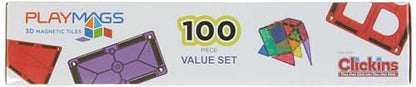 Playmags 100-Piece Magnetic Building Tiles Set