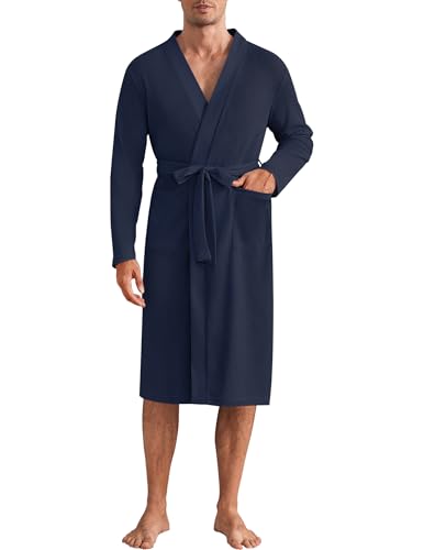 Men's Lightweight Waffle Knit Spa Bathrobe with Pockets