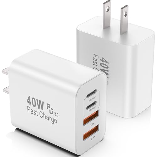 2 Pack 40W USB C Fast Wall Charger Block