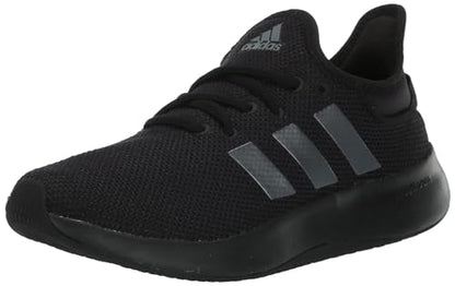 adidas Women's Cloudfoam Pure Sportswear Sneakers, Black/Iron Metallic/Black, 7