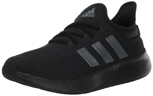 adidas Women's Cloudfoam Pure Sportswear Sneakers, Black/Iron Metallic/Black, 7
