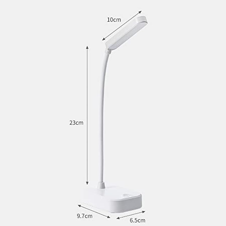 Small desk lamp battery powered,White portable desk lamp,Usb Power cord,Adjustable gooseneck hose,3 position light,White eye protection light,For small spaces,Home office and Reading,kids mini lamp