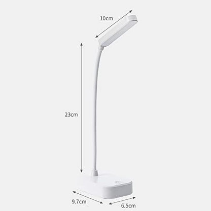 Small desk lamp battery powered,White portable desk lamp,Usb Power cord,Adjustable gooseneck hose,3 position light,White eye protection light,For small spaces,Home office and Reading,kids mini lamp