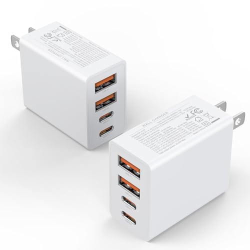 2 Pack USB C Charger Block 40W 4-Port Fast