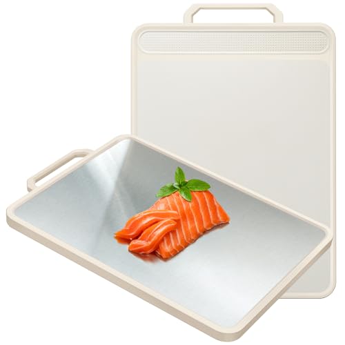 Large Stainless Steel Cutting Board, Double Sided, Dishwasher Safe