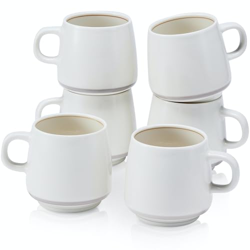 6 Pack Porcelain Coffee Mugs 11oz with Handles
