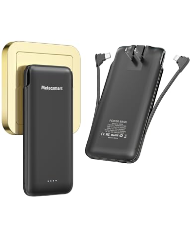 10000mAh Portable Charger with Built-in Cable Plug