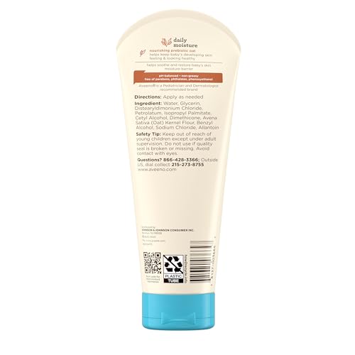 Aveeno Baby Daily Moisture Body Lotion for Sensitive Skin, Hypoallergenic Moisturizing Baby Lotion with Nourishing Oatmeal to Deeply Moisturize Baby's Skin, Fragrance-Free, 8 fl. oz