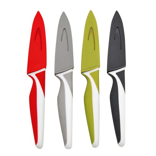 4 Piece Paring Knife Set with Sheath Covers