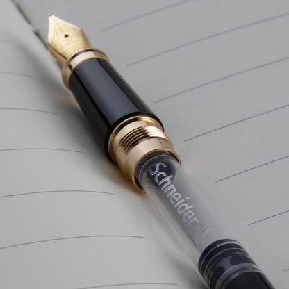 Piano Lacquered Luxury Fountain pen,24K Gold Trim,Fine Nib,Germany Schneider Ink Converter & 6 Ink Cartridges,Exquisite Leather Box-Best Pen Gift Set for Men & Women Professional