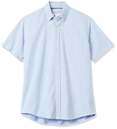 Amazon Essentials Men's Regular-Fit Short-Sleeve Pocket Oxford Shirt, Lavender, Small