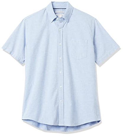 Amazon Essentials Men's Regular-Fit Short-Sleeve Pocket Oxford Shirt, Lavender, Small