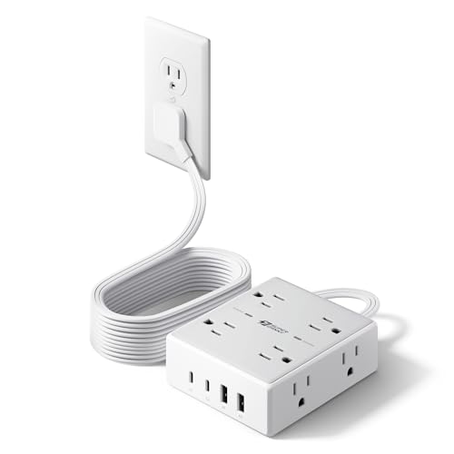 10Ft Surge Protector Power Strip, 8 Outlets 4 USB