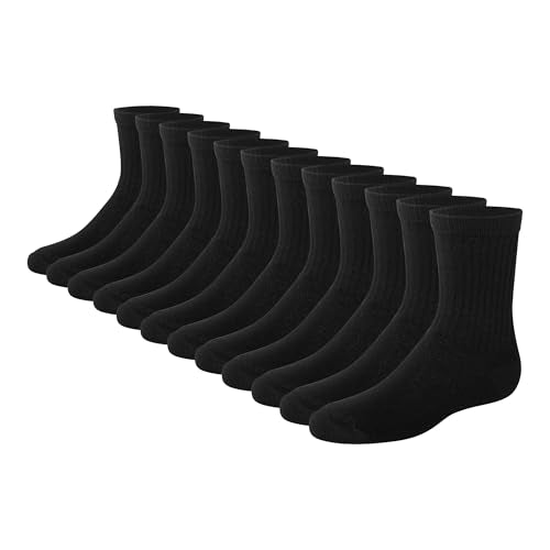 12 Pack Hanes Boys Cushioned Crew Socks