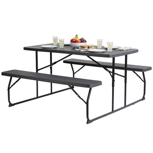 Folding Picnic Table Set with Benches, Seats 6