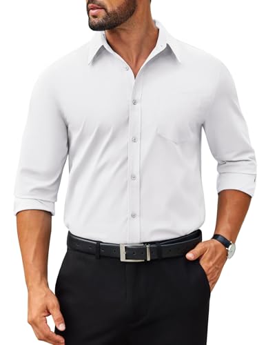 COOFANDY Long Sleeve Poplin Dress Shirt