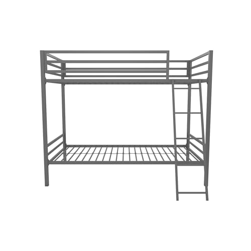 Novogratz Maxwell Twin-Over-Twin Metal Bunk Bed, Grey