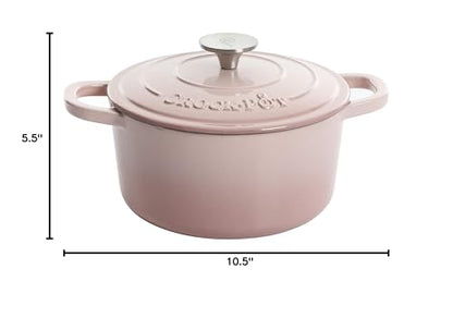 Crock-Pot Artisan Round Enameled Cast Iron Dutch Oven, 7-Quart, Blush Pink