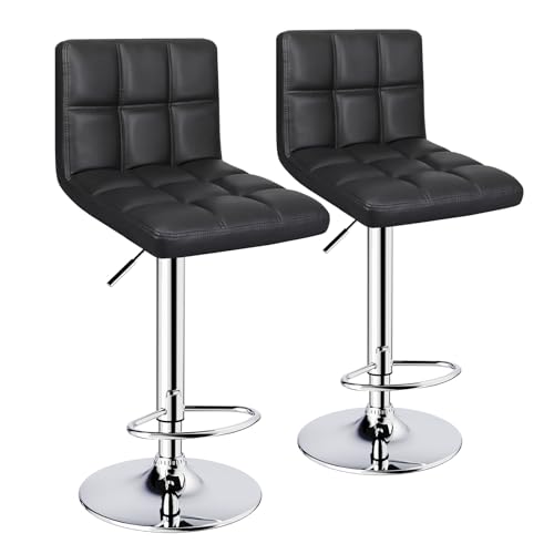 2 Pack Adjustable Swivel Bar Stools with Backs