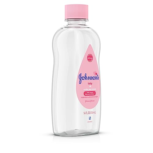 Johnson's Baby Oil, Pure Mineral Oil to help Prevent Moisture Loss for baby, Kids & Adults, Gentle & Soothing Baby Massage Oil for Dry Skin Relief, Original Scent, 14 fl. oz