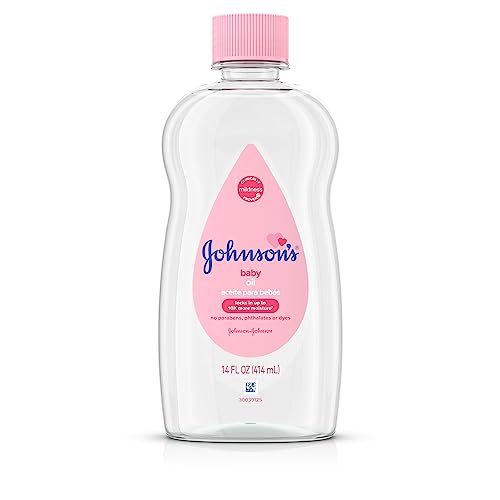 Johnson's Baby Oil, Pure Mineral Oil to help Prevent Moisture Loss for baby, Kids & Adults, Gentle & Soothing Baby Massage Oil for Dry Skin Relief, Original Scent, 14 fl. oz