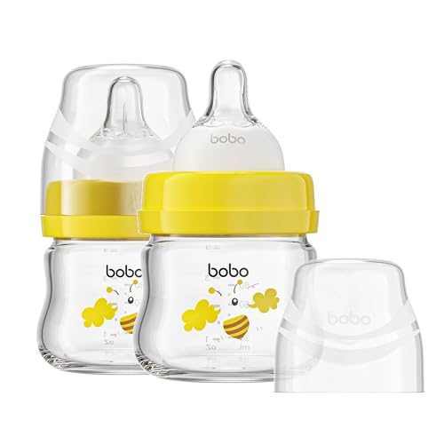 2 Pack Glass Baby Bottles Anti-Colic 2.7oz