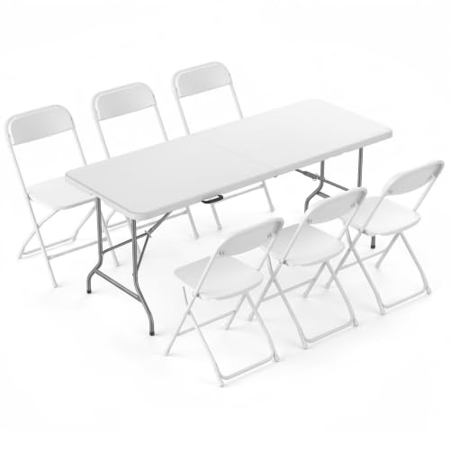 6 Foot Folding Picnic Table with 6 Chairs