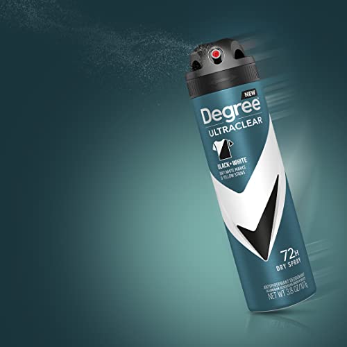 Degree Men Antiperspirant Deodorant Dry Spray Black + White Protects from Deodorant Stains Antiperspirant for Men with MotionSense Technology, 3.8 Ounce (Pack of 3)