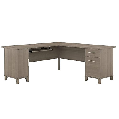 Bush Furniture Somerset 72W L Shaped Desk with Storage in Ash Gray