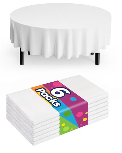 6 Pack Disposable Round Plastic Tablecloths